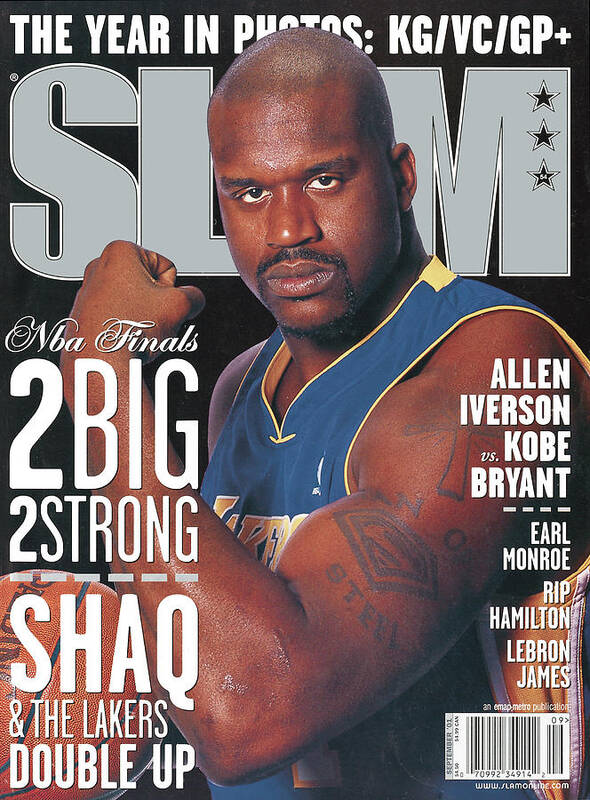 Shaquille O'neal Poster featuring the photograph 2 Big - 2 Strong: Shaq & The Lakers Double Up SLAM Cover by Getty Images