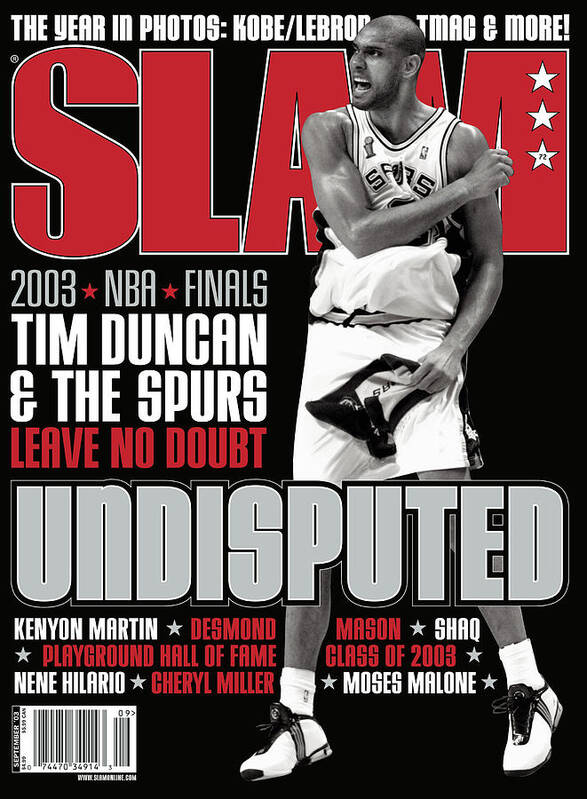 Tim Duncan Poster featuring the photograph Undisputed: Tim Duncan & The Spurs Leave No Doubt SLAM Cover by Getty Images