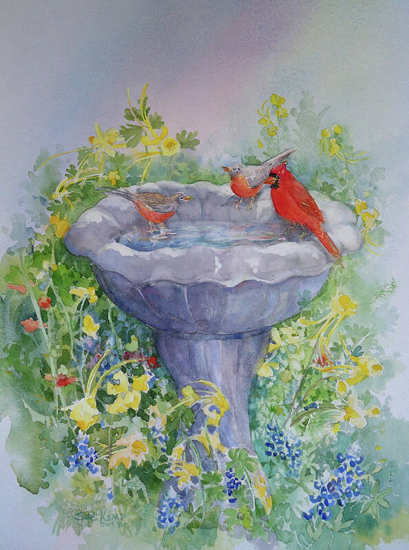 Cardinal Poster featuring the painting Circle of Friends by Sue Kemp