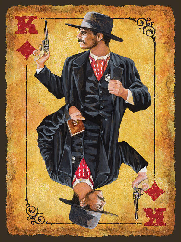 Tombstone Ok Corral Kurt Russell Sam Elliot Wyatt Earp Cowboys Western Val Kilmer Poster featuring the painting King of Diamonds by Tim Joyner