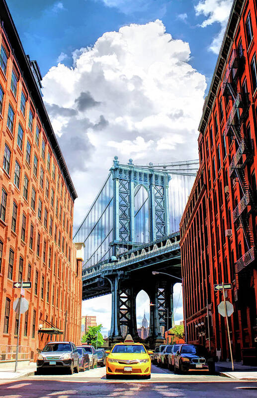 New York Poster featuring the painting Manhattan Bridge New York City by Christopher Arndt