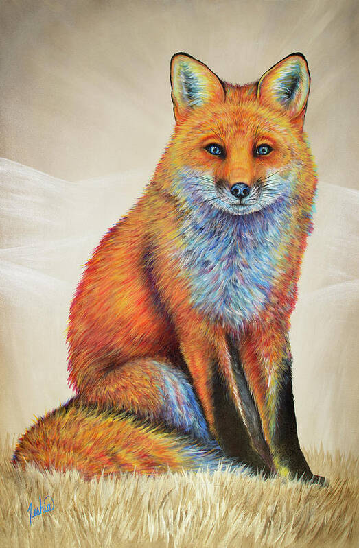 Foxy Poster featuring the painting Goldifox by Teshia Art