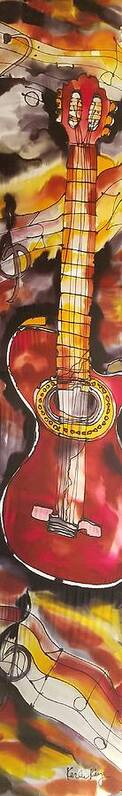 Guitar Art Print featuring the tapestry - textile Guitar by Karla Kay Benjamin