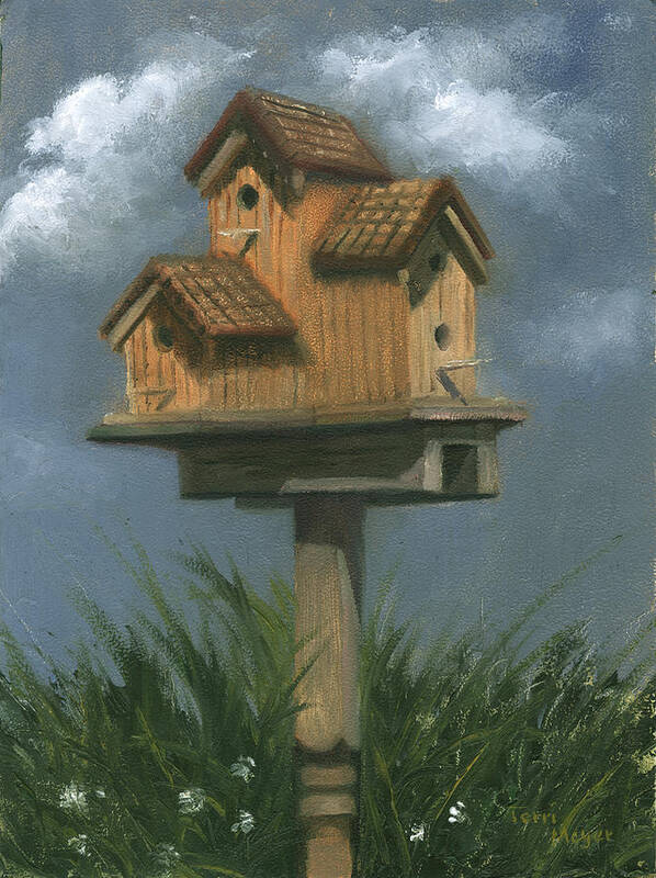 Birdhouse Painting Art Print featuring the painting Bird Condo by Terri Meyer