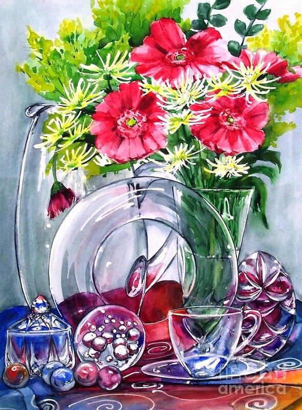 Still Life Art Print featuring the painting Crystal Clear in Color No 2 by Jane Loveall