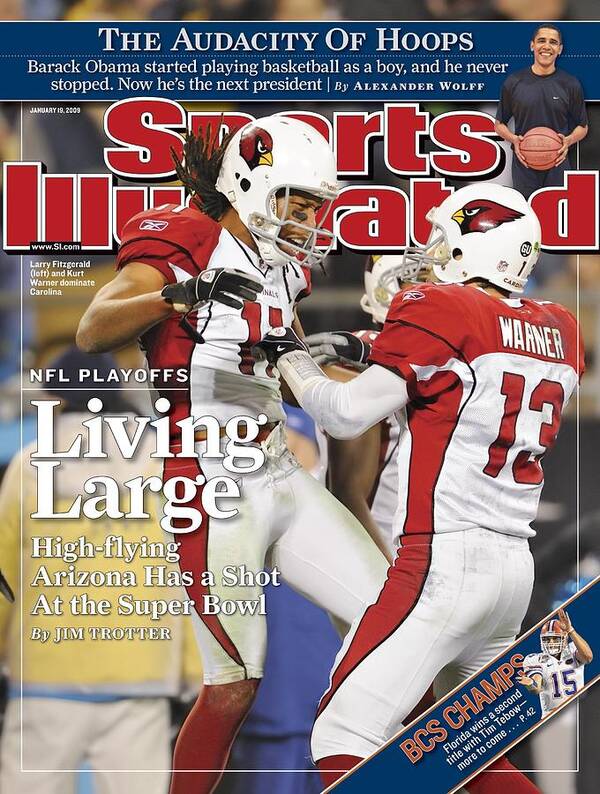 Larry Fitzgerald Art Print featuring the photograph Arizona Cardinals Larry Fitzgerald, 2009 Nfc Divisional Sports Illustrated Cover by Sports Illustrated