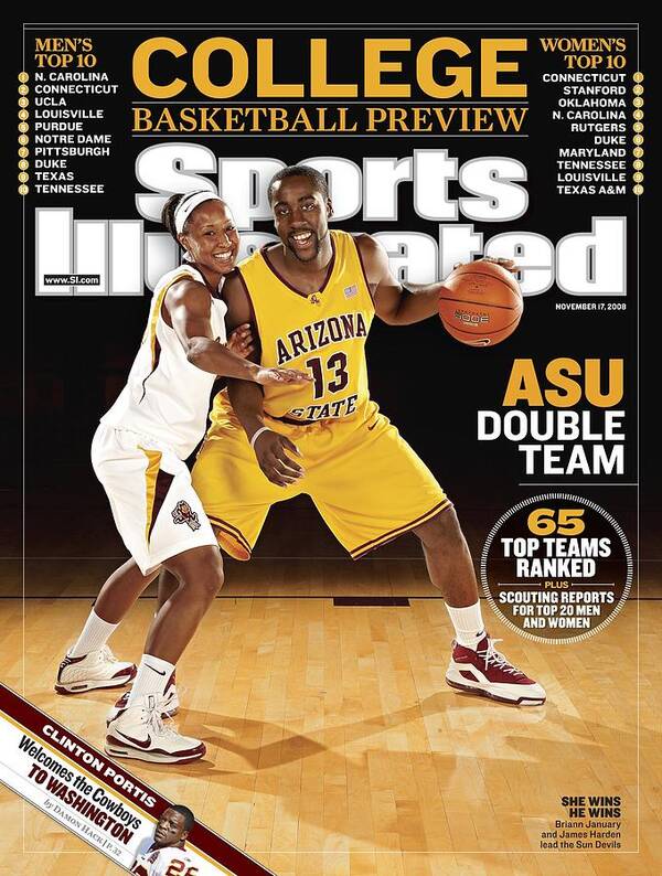 Magazine Cover Art Print featuring the photograph Arizona State University Briann January And James Harden Sports Illustrated Cover by Sports Illustrated