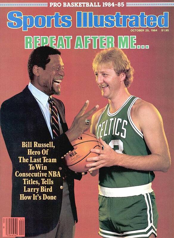 1980-1989 Art Print featuring the photograph Bill Russell And Boston Celtics Larry Bird Sports Illustrated Cover by Sports Illustrated
