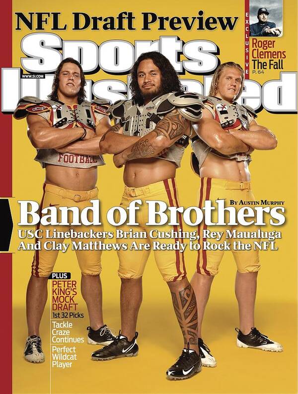 Nfl Draft Art Print featuring the photograph Brian Cushing, Rey Maualuga, And Clay Matthews, 2009 Nfl Sports Illustrated Cover by Sports Illustrated