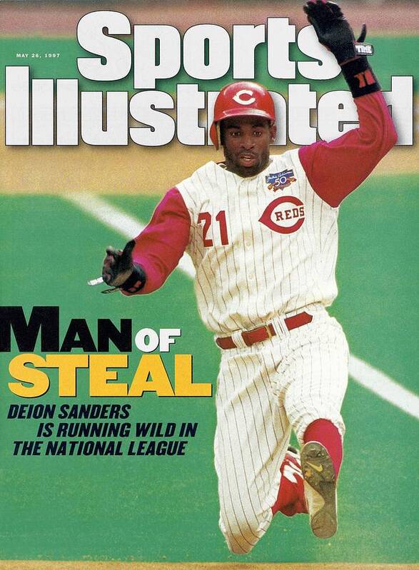 Magazine Cover Art Print featuring the photograph Cincinnati Reds Deion Sanders... Sports Illustrated Cover by Sports Illustrated