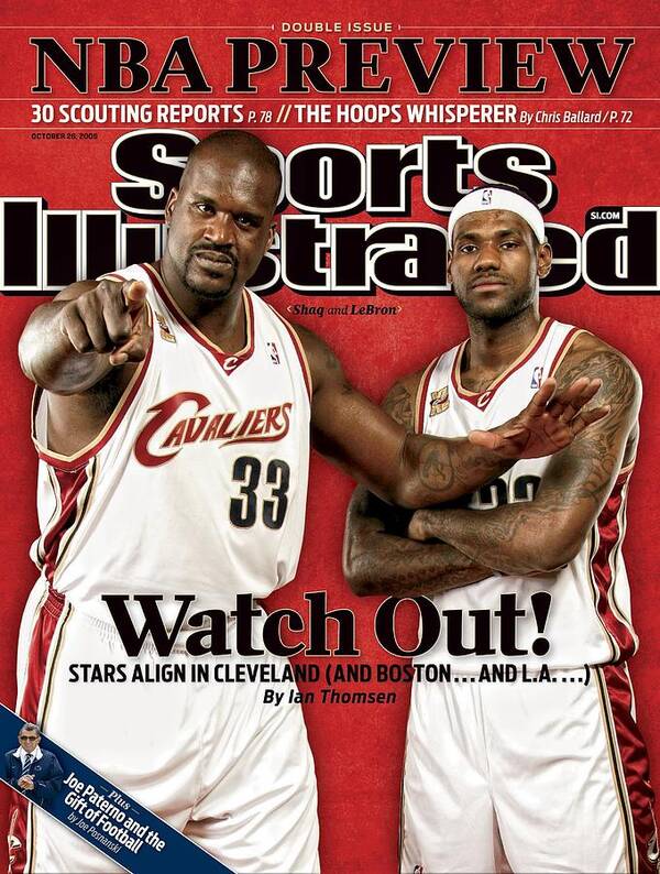 Media Day Art Print featuring the photograph Cleveland Cavaliers Shaquille Oneal And LeBron James Sports Illustrated Cover by Sports Illustrated