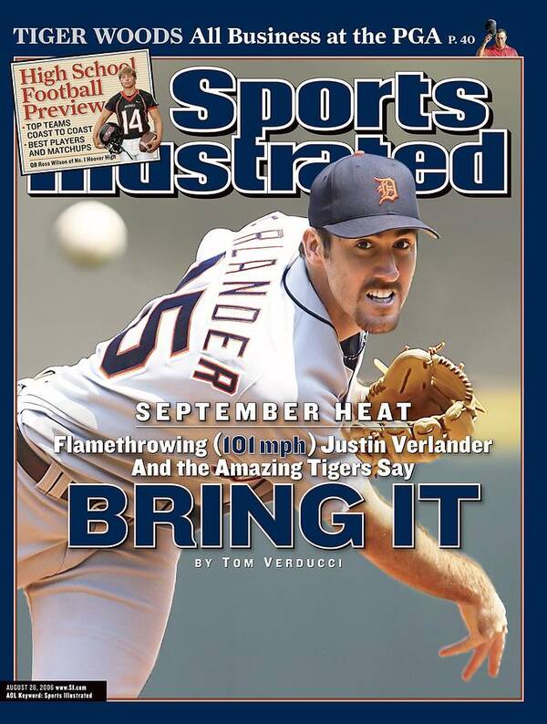 Magazine Cover Art Print featuring the photograph Detroit Tigers Justin Verlander... Sports Illustrated Cover by Sports Illustrated