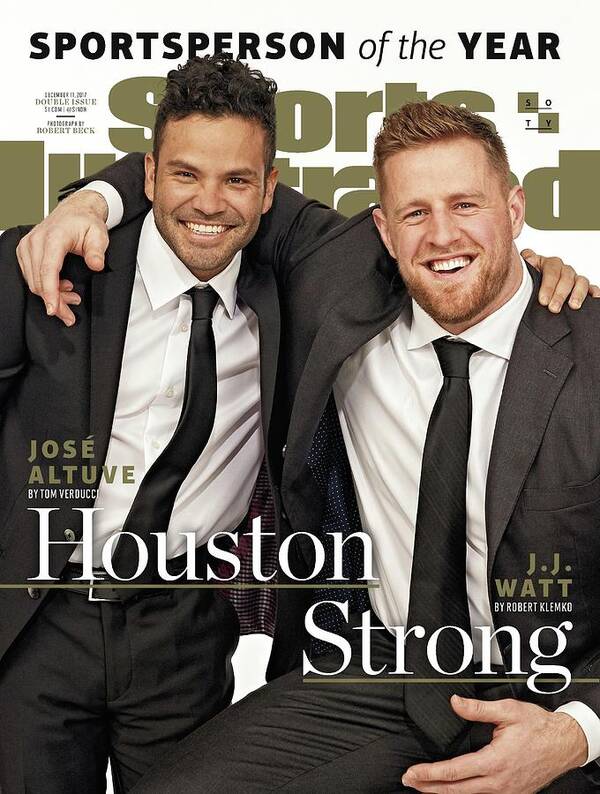 Magazine Cover Art Print featuring the photograph Houston Texans J.j. Watt And Houston Astros Jose Altuve Sports Illustrated Cover by Sports Illustrated