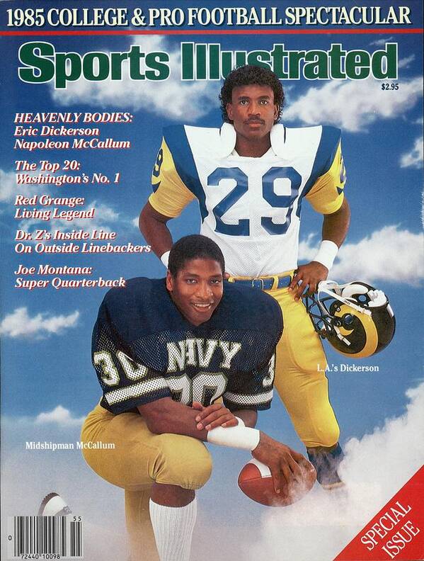 1980-1989 Art Print featuring the photograph Navy Napoleon Mccallum And Los Angeles Rams Eric Dickerson Sports Illustrated Cover by Sports Illustrated