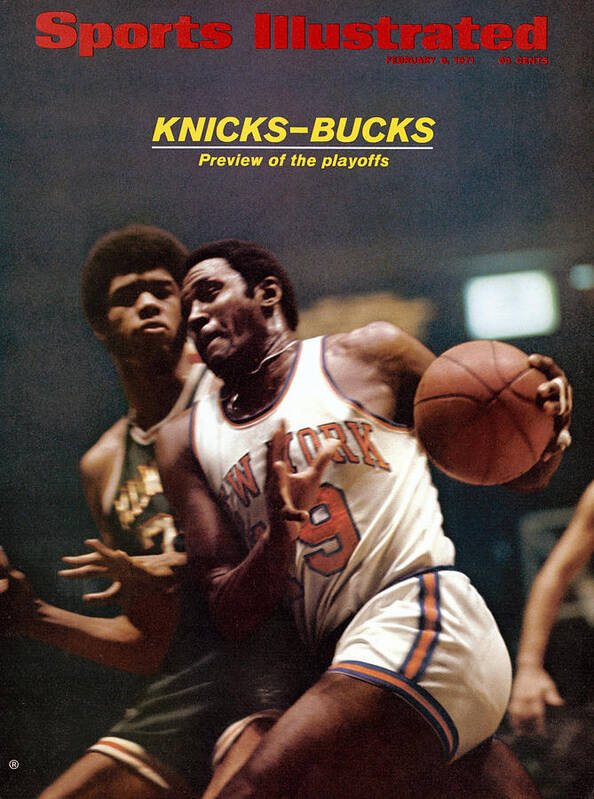 Willis Reed Art Print featuring the photograph New York Knicks Willis Reed And Milwaukee Bucks Lew Alcindor Sports Illustrated Cover by Sports Illustrated
