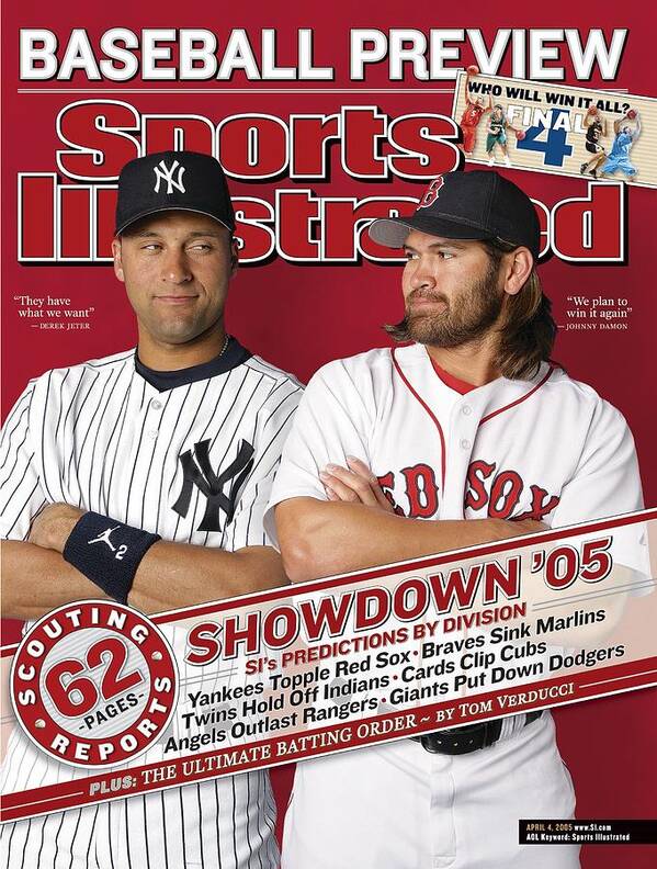 American League Baseball Art Print featuring the photograph New York Yankees Derek Jeter And Boston Red Sox Johnny Damon Sports Illustrated Cover by Sports Illustrated