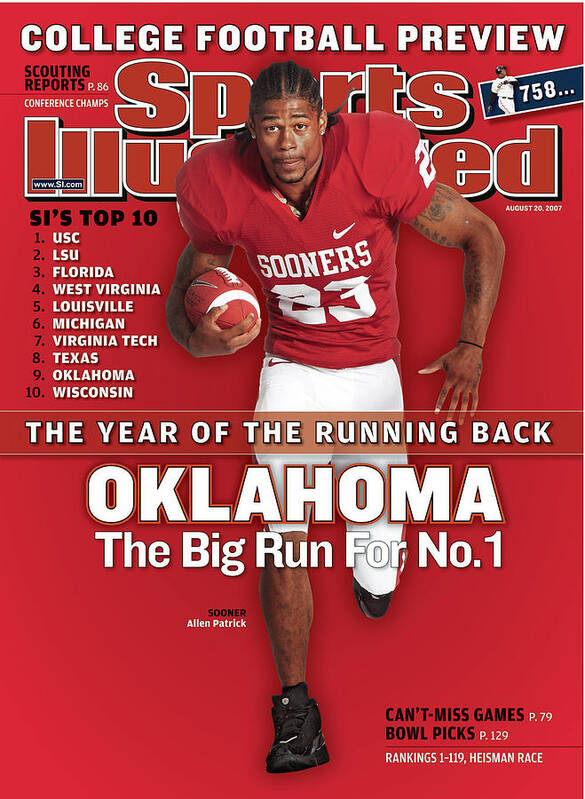 Magazine Cover Art Print featuring the photograph Oklahoma Allen Patrick, 2007 College Football Preview Sports Illustrated Cover by Sports Illustrated