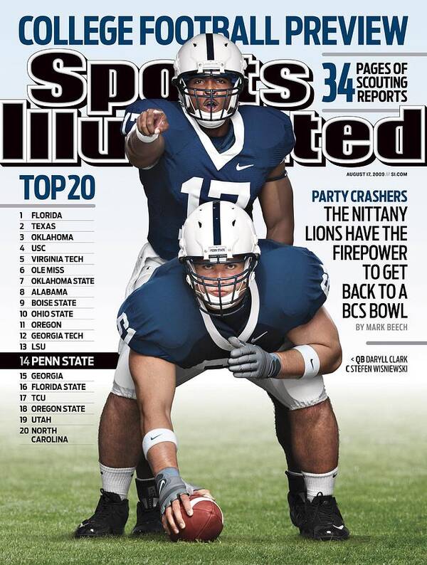 People Art Print featuring the photograph Penn State University Qb Daryll Clark And Stefen Sports Illustrated Cover by Sports Illustrated