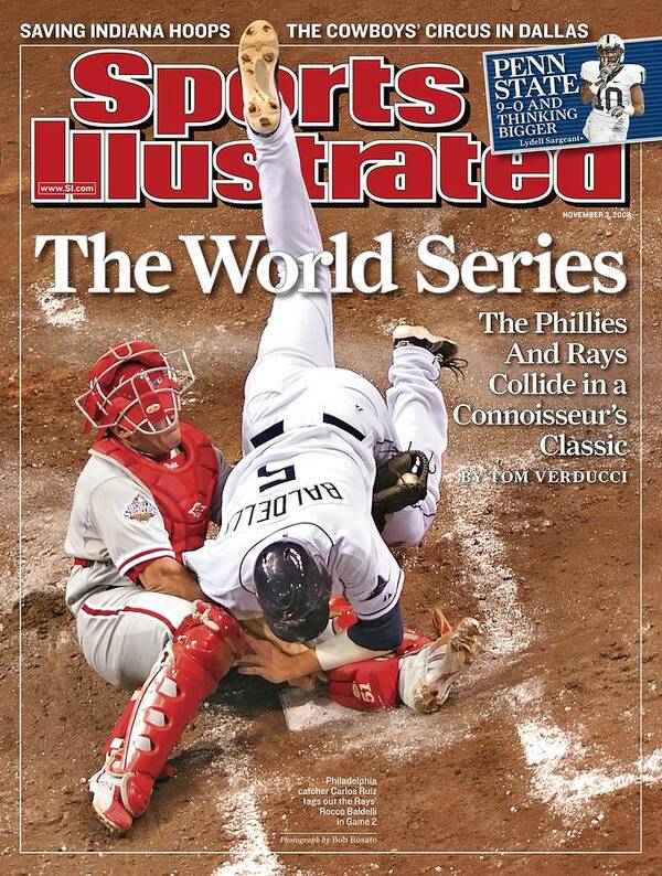 Magazine Cover Art Print featuring the photograph Philadelphia Phillies Carlos Ruiz, 2008 World Series Sports Illustrated Cover by Sports Illustrated