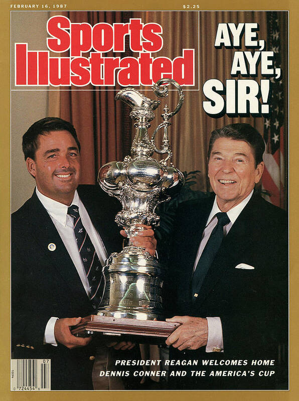 Magazine Cover Art Print featuring the photograph President Ronald Reagan And Stars & Stripes Dennis Conner Sports Illustrated Cover by Sports Illustrated