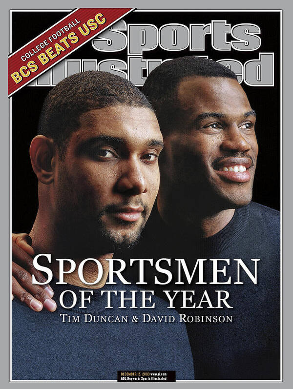 Magazine Cover Art Print featuring the photograph San Antonio Spurs Tim Duncan And David Robinson, 2003 Sports Illustrated Cover by Sports Illustrated