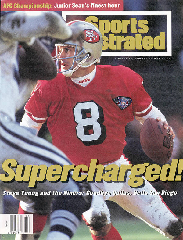 Playoffs Art Print featuring the photograph San Francisco 49ers Qb Steve Young, 1995 Nfc Championship Sports Illustrated Cover by Sports Illustrated