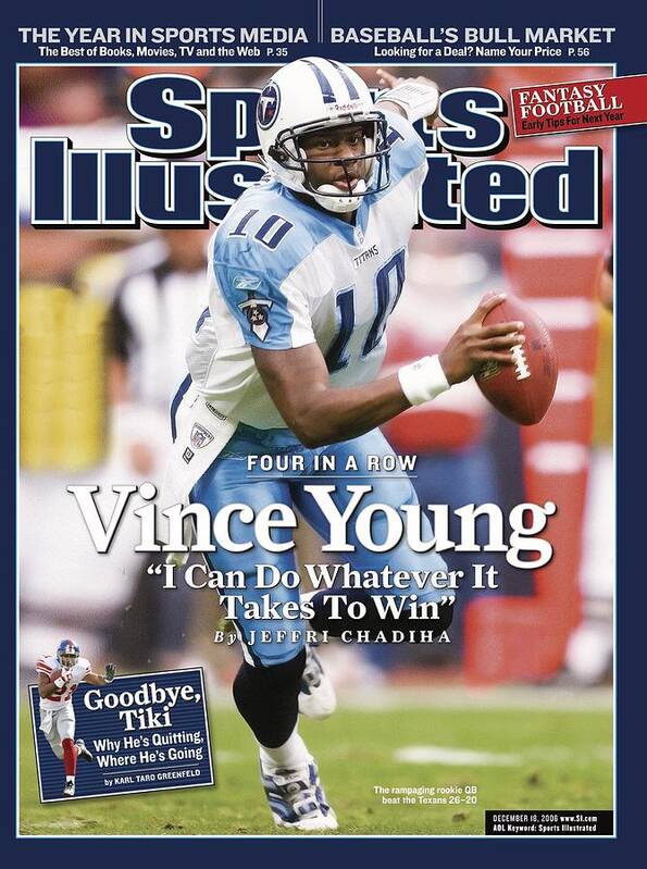 Magazine Cover Art Print featuring the photograph Tennessee Titans Qb Vince Young... Sports Illustrated Cover by Sports Illustrated