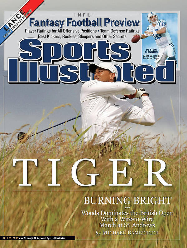 Magazine Cover Art Print featuring the photograph Tiger Burning Bright Woods Dominates The British Open With Sports Illustrated Cover by Sports Illustrated