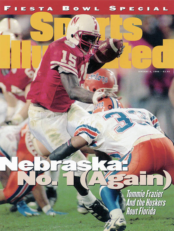 Celebration Art Print featuring the photograph University Of Nebraska Qb Tommie Frazier, 1996 Tostitos Sports Illustrated Cover by Sports Illustrated