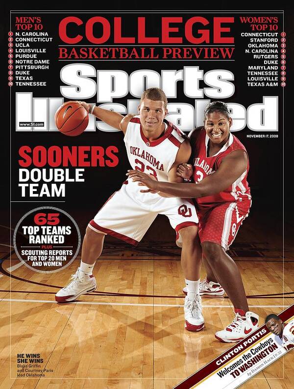 Magazine Cover Art Print featuring the photograph University Of Oklahoma Blake Griffin And Courtney Paris Sports Illustrated Cover by Sports Illustrated