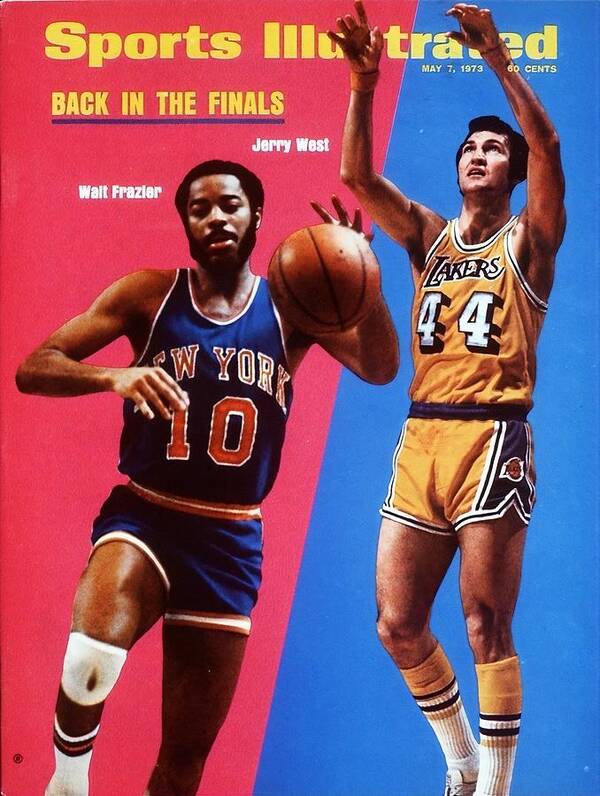 Chicago Bulls Art Print featuring the photograph Los Angeles Lakers Jerry West And New York Knicks Walt Sports Illustrated Cover by Sports Illustrated