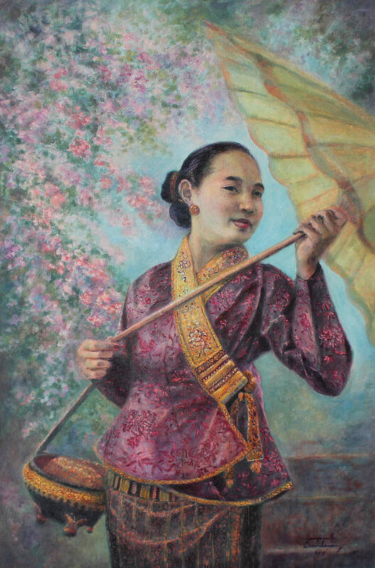 Laos Art Print featuring the painting A Blissful Day by Sompaseuth Chounlamany