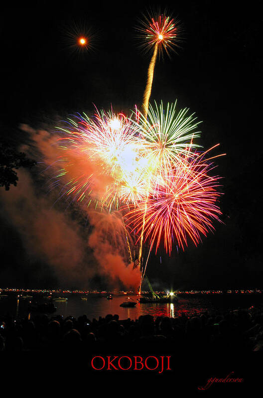 Okoboji Art Print featuring the photograph Fireworks at Lake Okoboji by Gary Gunderson