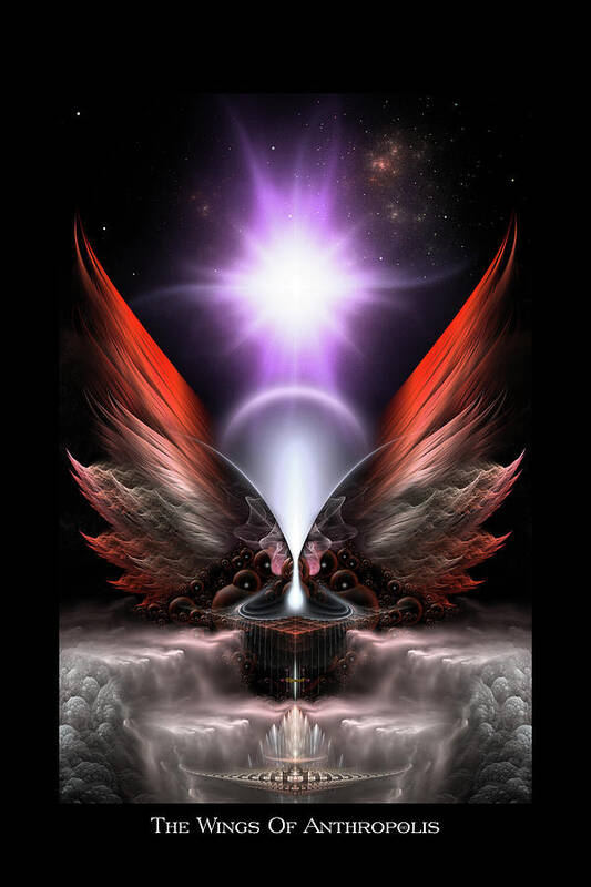 Wings Of Anthropils Art Print featuring the digital art Wings Of Anthropolis HC Fractal Composition by Rolando Burbon