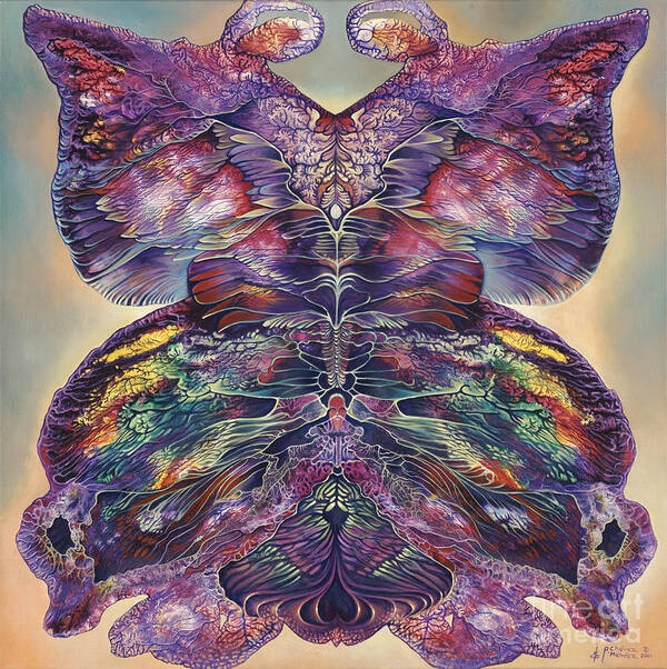 Butterfly Art Print featuring the painting Papalotl Series 3 by Ricardo Chavez-Mendez