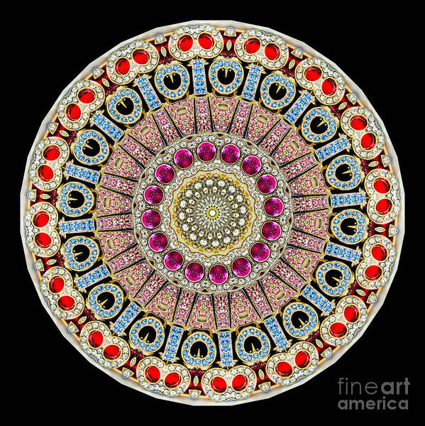 Abstract Art Print featuring the photograph Kaleidoscope Colorful Jeweled Rhinestones #6 by Amy Cicconi