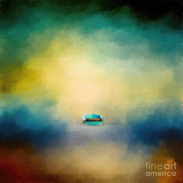 Abstract Art Print featuring the photograph A Little Blue Boat - Square Format by Jai Johnson