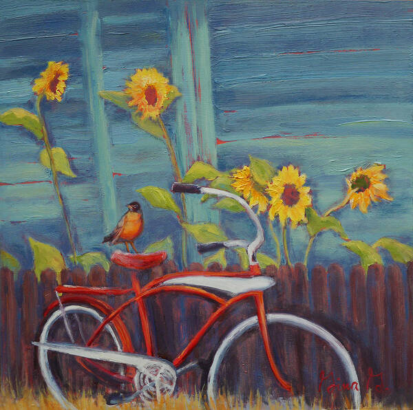 Gina G Art Print featuring the painting Along for the Ride by Gina Grundemann
