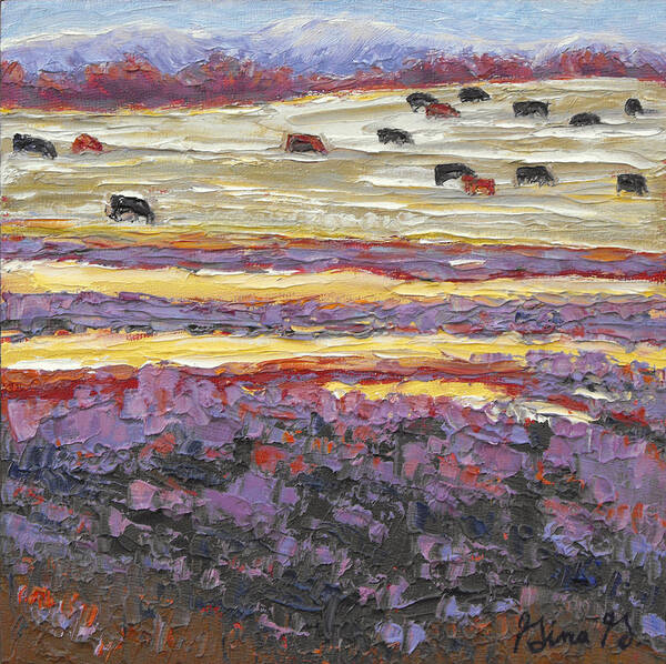 Lavender Field Art Print featuring the painting Layers of Lavender by Gina Grundemann