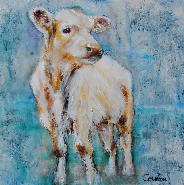 Cow Art Print featuring the painting Loner by Jean Cormier