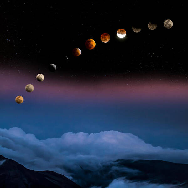 Haleakala Art Print featuring the photograph Lunar Eclipse 4/14/14 by Mike Neal