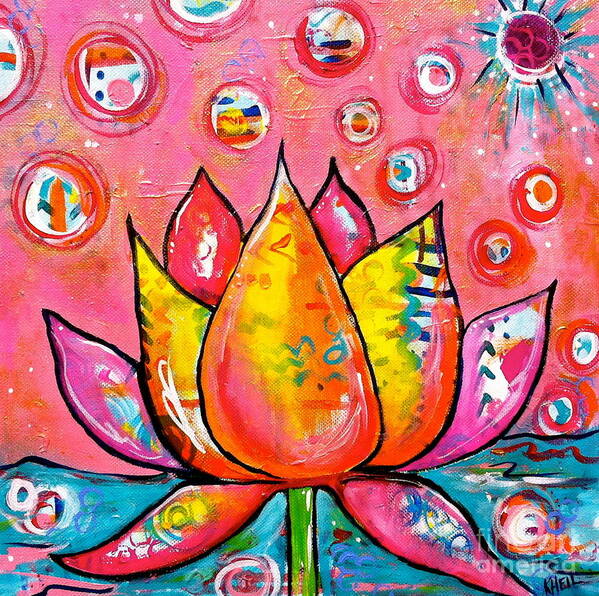 Lotus Art Print featuring the painting Spring in India by Kim Heil