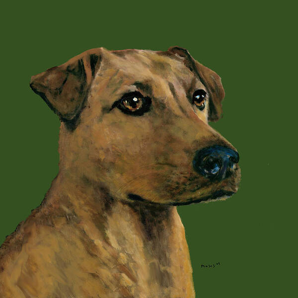 Dog Art Print featuring the painting Yellow Lab Mix by Dale Moses