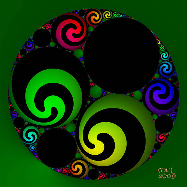 Computer Art Print featuring the digital art Apollonian Gasket Variant IV by Manny Lorenzo