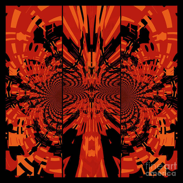Abstract Art Print featuring the digital art Tribal Lion by William Ladson