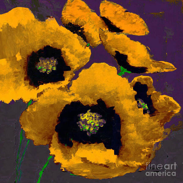  Art Print featuring the painting Yellow Poppies by Dale Moses