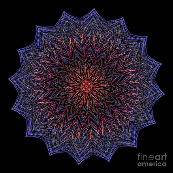 Electric Art Print featuring the digital art Kaleidoscope Image Created from Light Trails #16 by Amy Cicconi