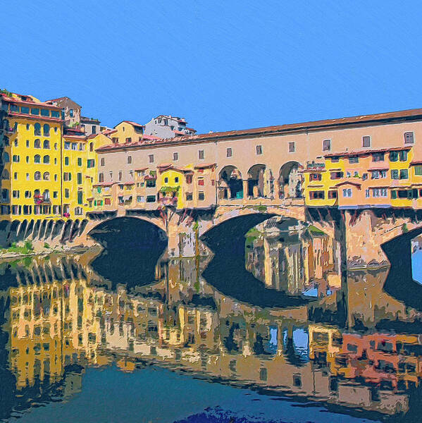 Ponte Vecchio Art Print featuring the painting Ponte Vecchio Florence by Dominic Piperata