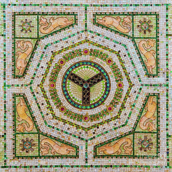 Art Art Print featuring the photograph Chicago Cultural Center Ceiling with Y Symbol in Mosaic by David Levin