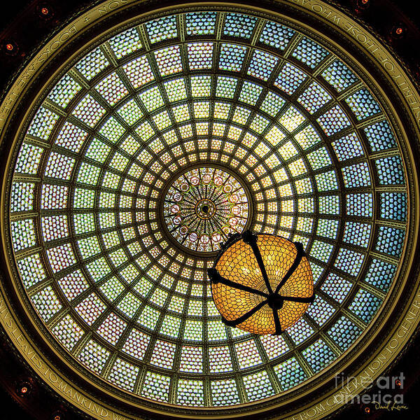 Art Art Print featuring the photograph Chicago Cultural Center Dome Square by David Levin